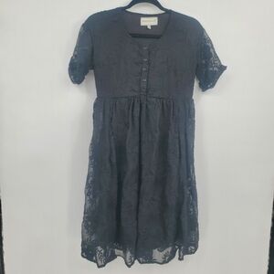 ♧ Piper and Scoot Black Embroidered Lace Babydoll Dress Size XS